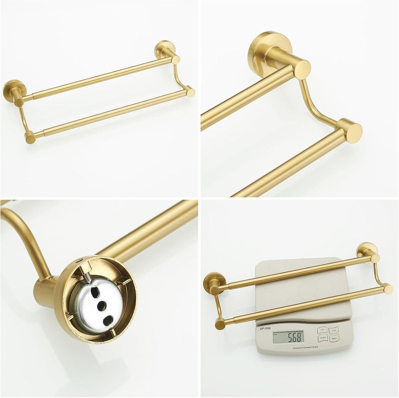 BESy Adjustable 16-26 Inches Double Bath Towel Bar for Bathroom SUS304 Stainless Steel Towel Holder, Hotel Style Wall Mount with Screws Hand Towel Bar，Towel Rack Rod Hanger, Brushed Gold Finish - Image 4